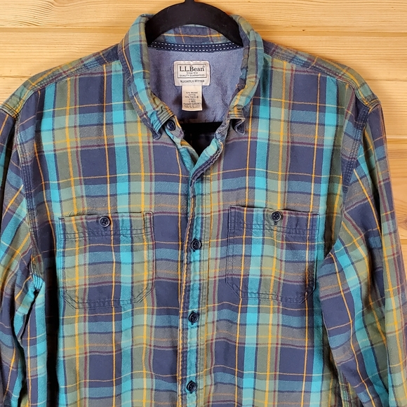 L.L. Bean Other - L.L.Bean Slightly Fitted Plaid Flannel Button Up Shirt Men's Size Large